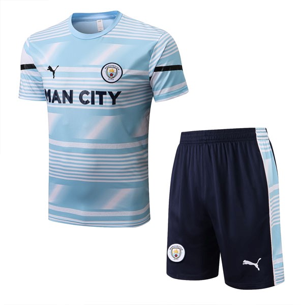 Camiseta Entrenamiento Manchester City Conjunto Completo 2022/2023 Azul Blanco
